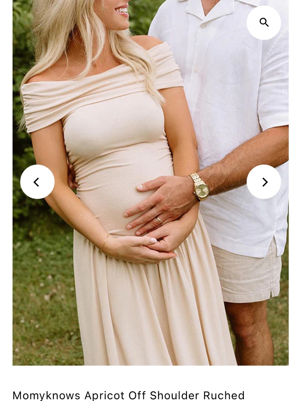 Mommyknows Maternity Apricot Off-Shoulder Ruched Maxi Dress NWT